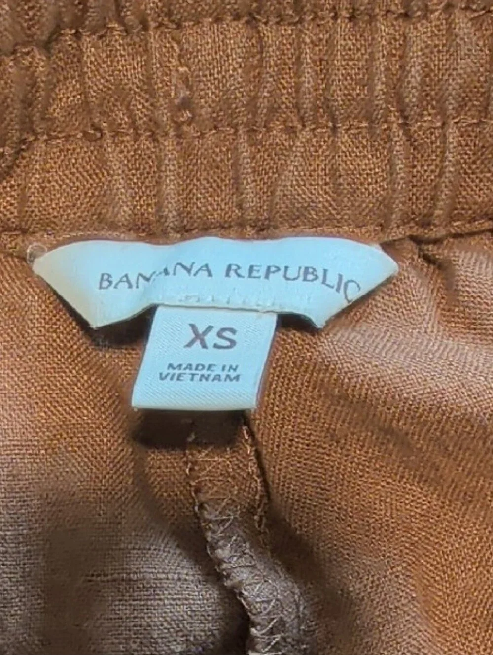 Banana Republic Barrel Leg Linen Brown Drawstring Pants